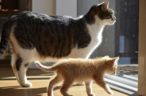 Mamma gatta difende il suo piccolo dall’attacco di un grosso cane (VIDEO)