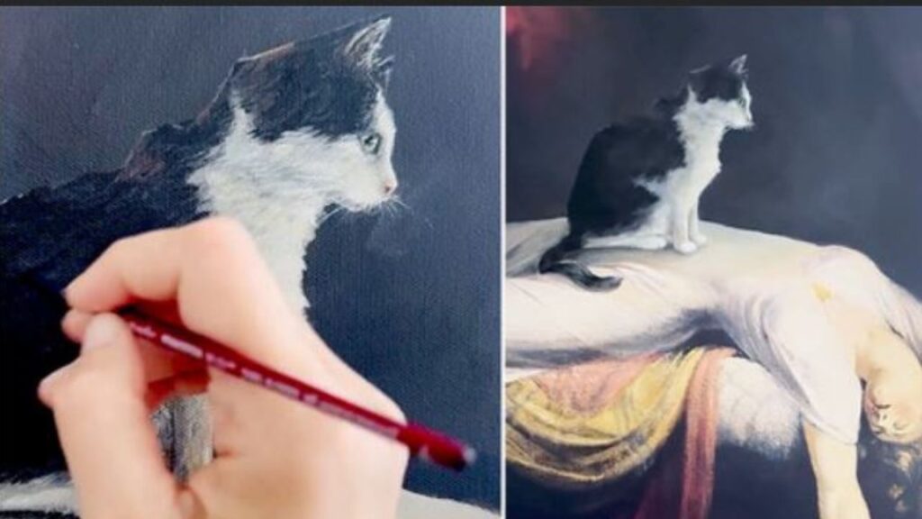 un disegno di un gattino